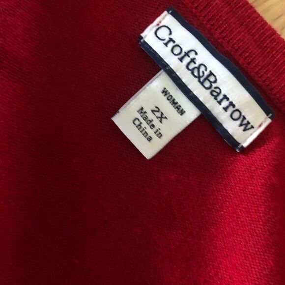 Knit Short sleeve cardigan,l 2X Snap Button Round Neck Floral Red Black Plus - Picture 7 of 11